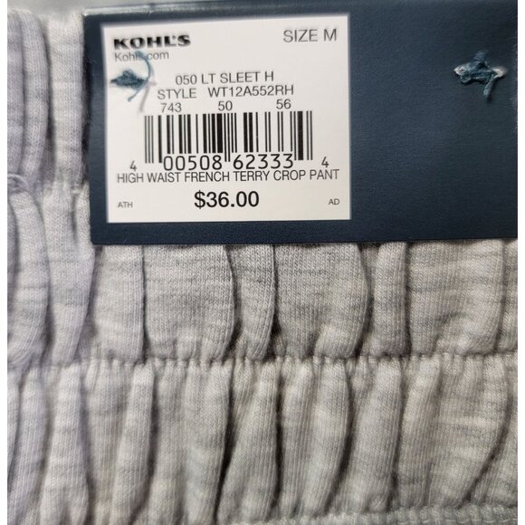 Tek Gear Crop Pants Womens M High Waist French Terry Light Gray Blend NWT - Picture 4 of 7
